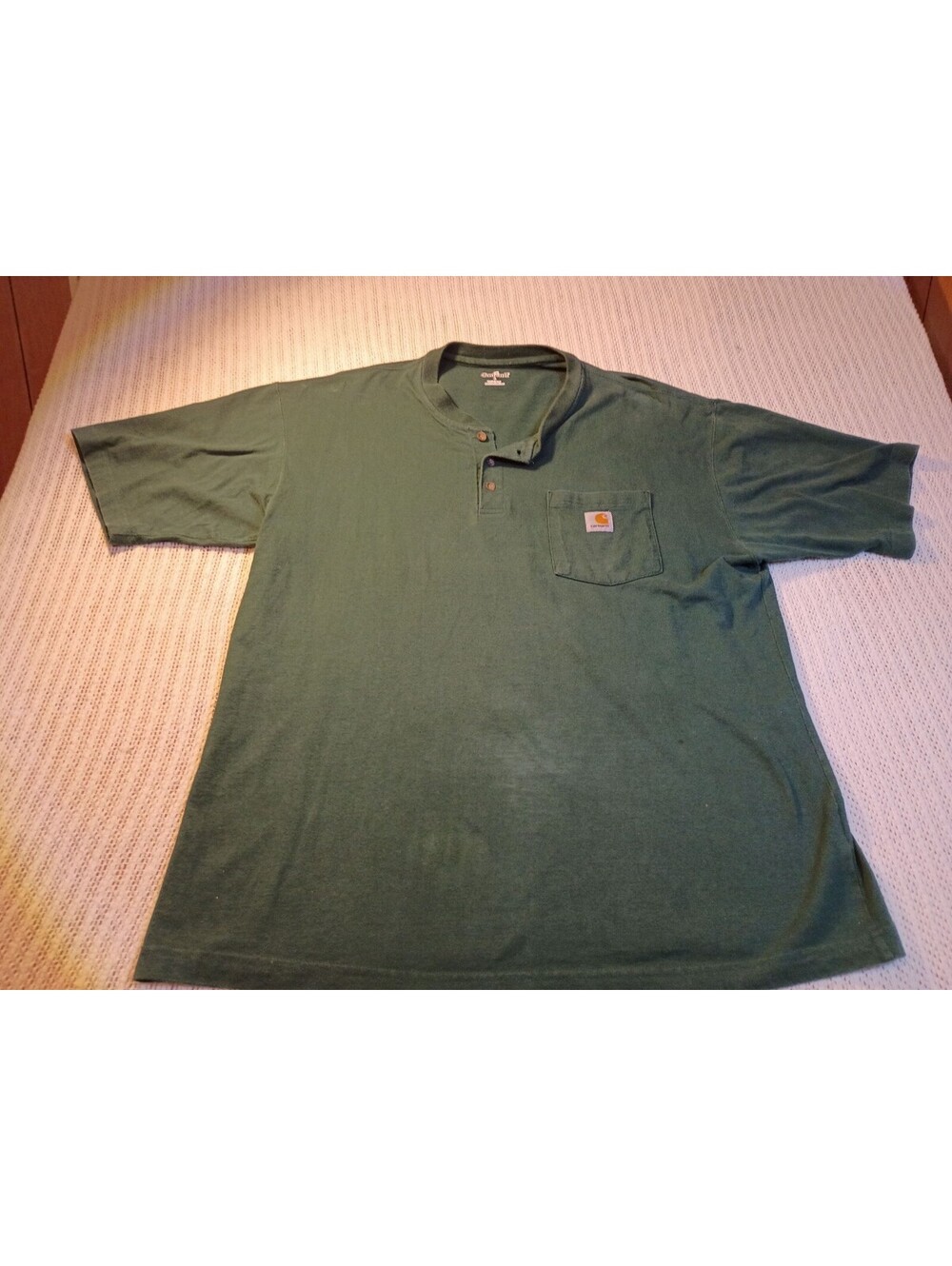 Carhartt Men's Green Cotton Henley Shirt Size Large
